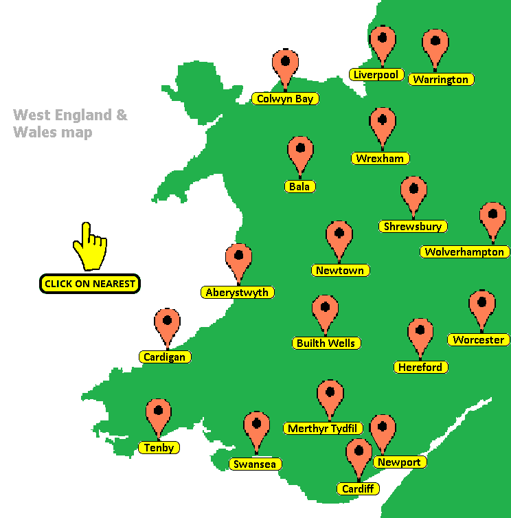 Map of Wales UK